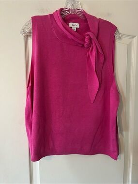 New! CeCe Bright Fuchsia Sleeveless Tie-Neck Elegant Sweater Size XL